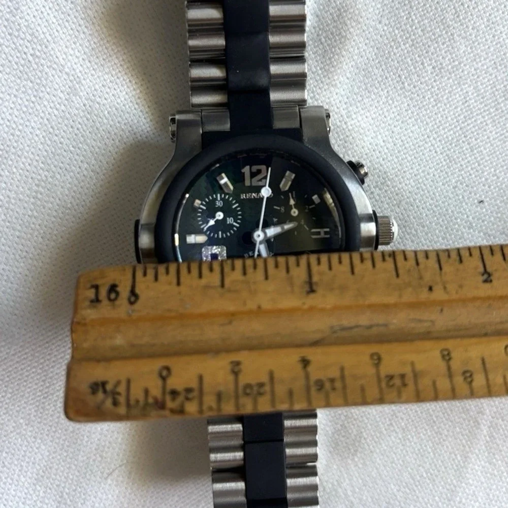 Renato Beauty Chronograph Swiss Watch Sport Stainless Steel Rubber Black Diamond